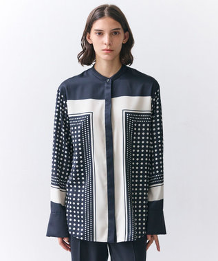 BEIGE， GADE / モノトーンドット柄バンドカラーブラウス