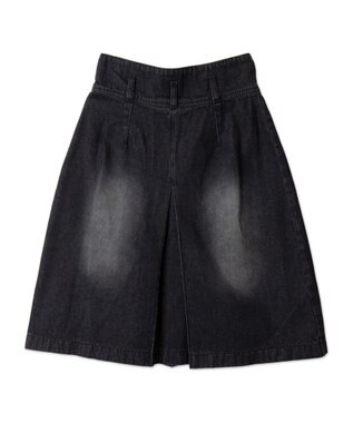 WEGO ヴィンテージウォッシュデニムプリーツミドルスカート ブラック