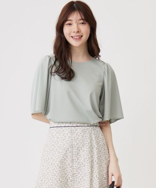 ANY SIS 【接触冷感・吸水速乾・UVケア】エアリードレープスムース フレア袖 ブラウス ミント