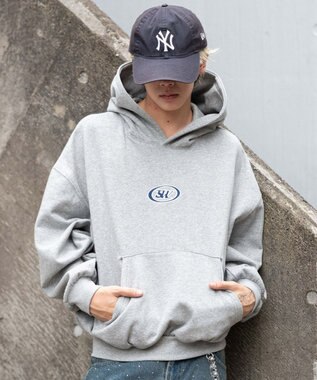 WEGO 【ユニセックス着用ITEM/裏起毛】バルーンクロップドグラフィックプルパーカー 杢グレー