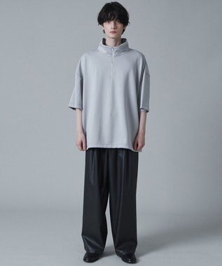 WEGO ドロストスーパーBIGハーフジップT（S） ライトグレー