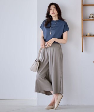 ANY 【UVケア/接触冷感】モックネックフレンチスリーブＴシャツ ネイビー