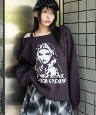 WEGO 【2025年秋冬新作】2WAYグラフィックワンショルBIGニット 柄4