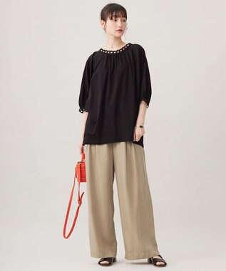 自由区 S 【洗える】コード刺繍 カットソー ブラック