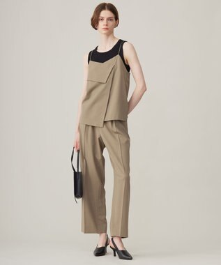 ICB 【洗える】ウール2WAYストレッチ ワイドストレートパンツ フォーン系