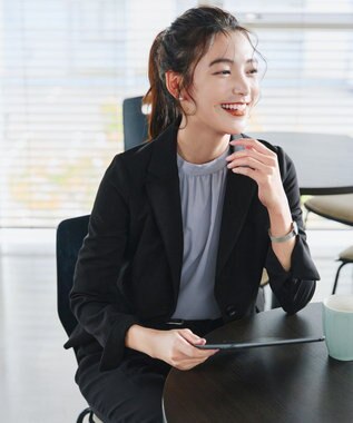 Tiaclasse L 【ダブルクロス】テーラードジャケット ブラック