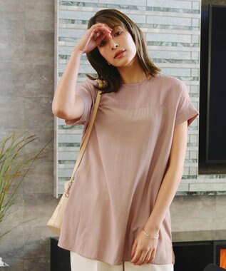 Tiaclasse L 【洗える】シアーコンビチュニックブラウス