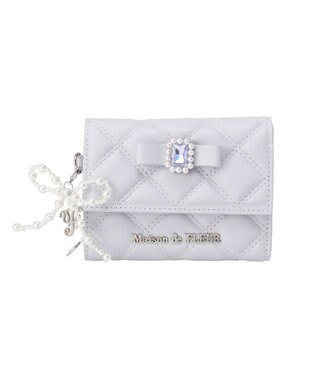 Maison de FLEUR ビジューリボンキルティングウォレット Sax