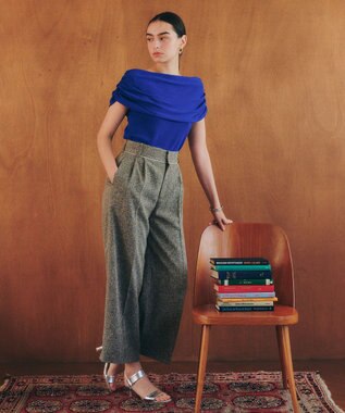 YECCA VECCA シャーリングオフショルニット Blue