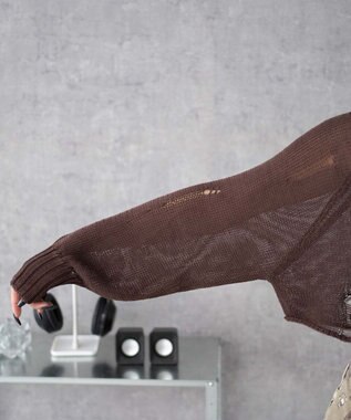 WEGO ダメージメッシュショートパーカー ブラウン