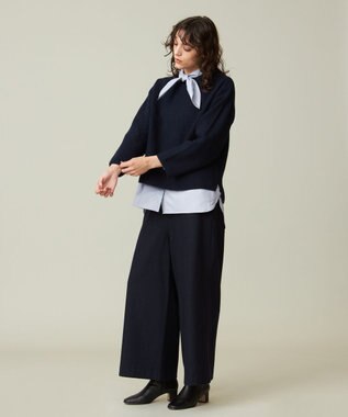 J.PRESS YORK STREET 【WOMEN】ウールカシミヤ ボトルネックショートニット ネイビー系