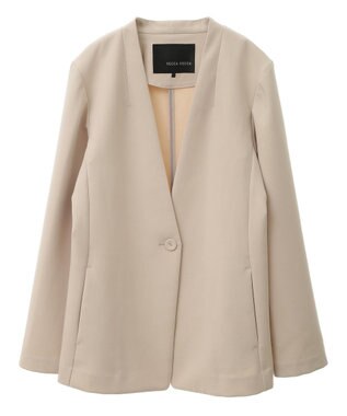 YECCA VECCA ストレッチノーカラージャケット Light Beige