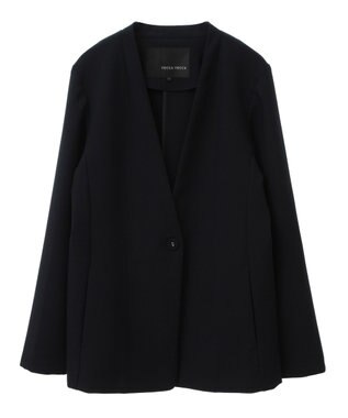 YECCA VECCA ストレッチノーカラージャケット Navy