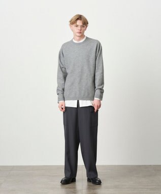 ATON FINE WOOL MELTON | クルーネックセーター - UNISEX GRAY