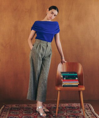 YECCA VECCA シャーリングオフショルニット Blue