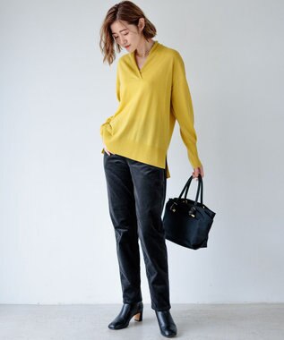 23区 【洗える】ウールテンジク Vネック ニット イエロー系