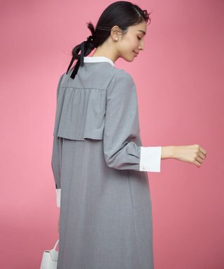 組曲 【KUMIKYOKU NAVY】ウーステッドライククロス シャツワンピース ミディアムグレー系