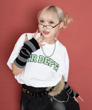 WEGO 【ユニセックス着用ITEM/MLサイズ展開】チェックカレッジグラフィックT（SS） ホワイト