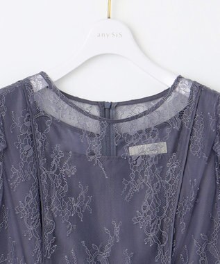 ANY SIS 【Lily Calin】クラシックナローレース ドレス スモーキーブルー