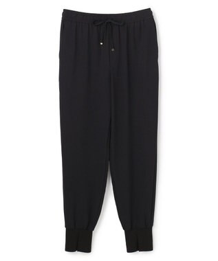 UNFILO L 【ウエストゴム】ライトジョーゼット ジョグパン ブラック