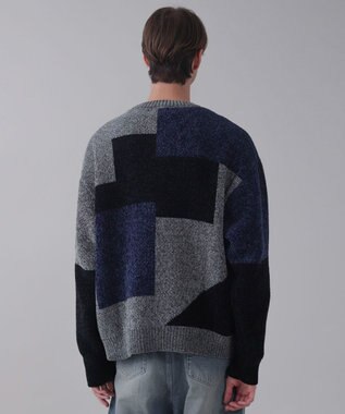 WEGO 【ユニセックス着用ITEM】ベロアモールカラーブロックプルオーバー グレー