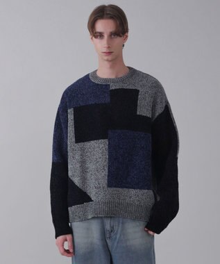 WEGO 【ユニセックス着用ITEM】ベロアモールカラーブロックプルオーバー グレー