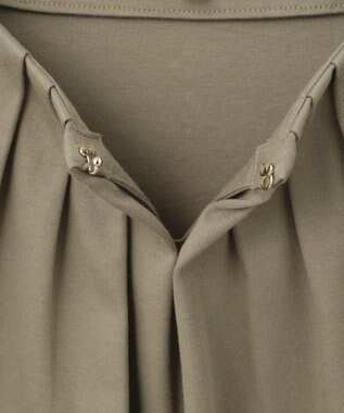 自由区 【洗える】エンブロイダリー チュニック丈カットソー カーキ系