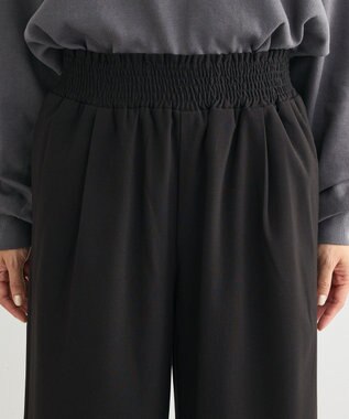 Green Parks あったか裏起毛フレアワイドパンツ Black