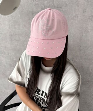 WEGO ロゴラインストーンキャップ ライトピンク