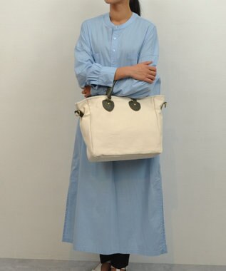 UNBILLION Otias 8号キャンバスシュリンクレザートートバッグ カーキ