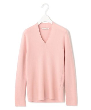 ICB 【洗える】エクストラファインメリノリブ Vネックニット ピンク系