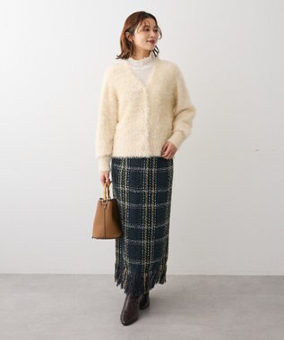 Green Parks シャギーＶネックカーディガン Ecru