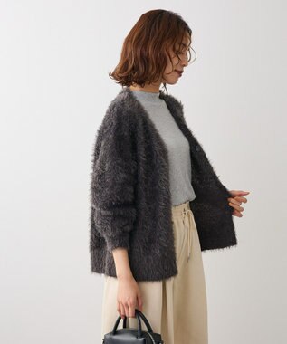 Green Parks シャギーＶネックカーディガン Gray