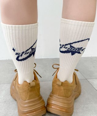 WEGO バックデザイン底パイルクルーソックス