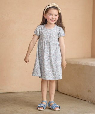 ANY KIDS カットソー サマー ワンピース サックスブルー系小花柄