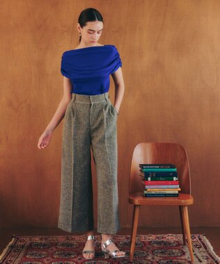 YECCA VECCA シャーリングオフショルニット Blue