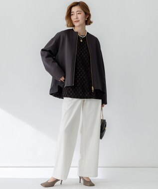 23区 S 【洗える】コットンエアー ギャザー ライトアウター グレー系