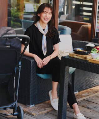 Tiaclasse 【新色追加・洗える】サイドプリーツチュニックブラウス ブラック