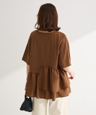 Green Parks アソート柄ドッキングプルオーバー Brown