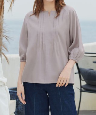 Tiaclasse L 【洗える】ラグランタックブラウス グレー