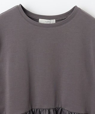 ANY L 【洗濯機可能】ペプラム チュニック丈トップス チャコール