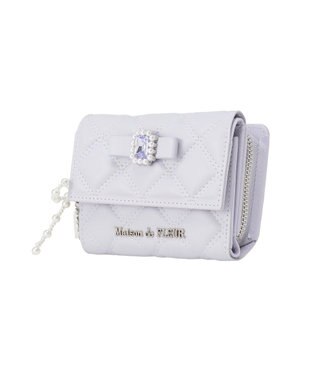 Maison de FLEUR ビジューリボンキルティングウォレット Sax