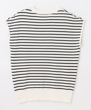 ANY 【UVケア/接触冷感/アンチピリング】クールタッチフレンチスリーブニット オフ×ブラック