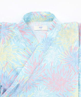 ANY KIDS 【簡単着付け】2WAY セパレート浴衣セット サックスブルー×花火