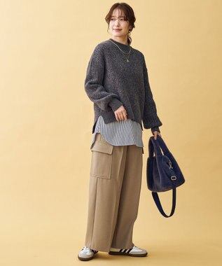 ANY L 【ウエストゴム】カーゴタックパンツ ベージュ