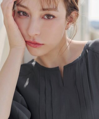 Tiaclasse L 【洗える】ラグランタックブラウス チャコールグレー