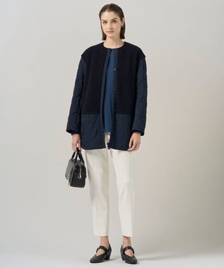 ICB L 【リバーシブル着用可能】 リバーシブルキルト ミドル丈コート ネイビー系