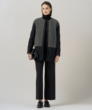 ICB L 【リバーシブル着用可能】 リバーシブルキルト ミドル丈コート チャコール×ブラック系