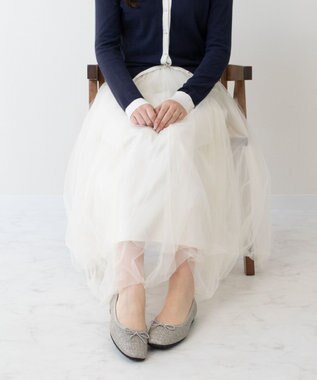 Bridget Birkin ＜3E＞【Bridget Birkin Walk】ラメパナマ調バレエパンプス ライトグレー雑材