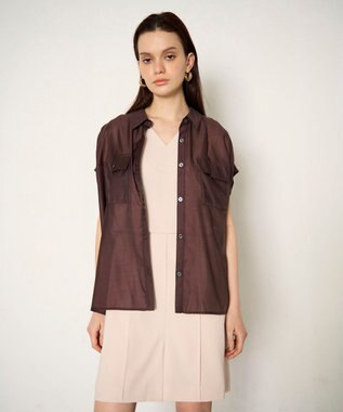 GRACE CONTINENTAL ギャザーシャツ ブラウン